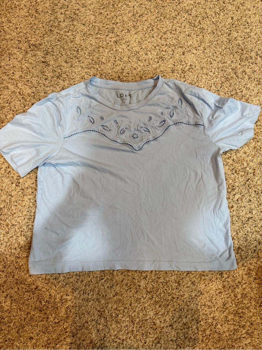Loft Fashion Pale Blue Short Sleeve Embroidered Tee